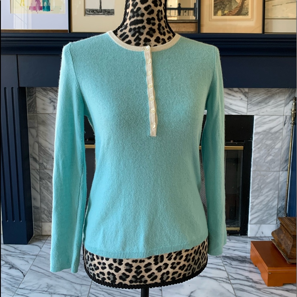Tiffany blue lambs wool blend Talbots sweater